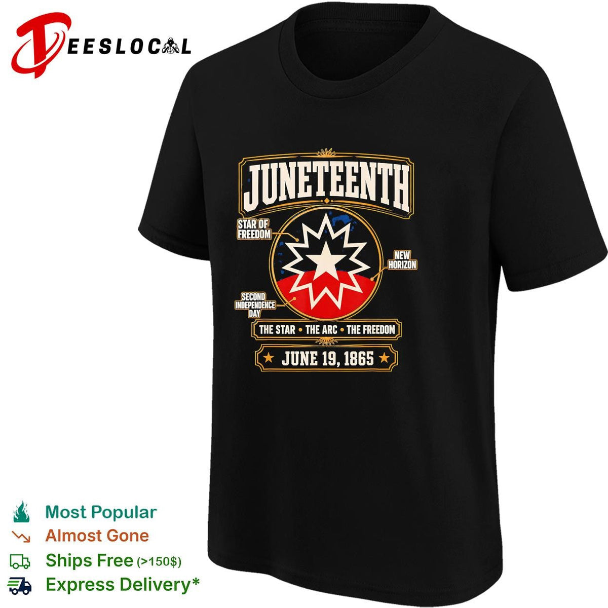 Juneteenth star of freedom second independence day June 19 1865 shirt Unisex