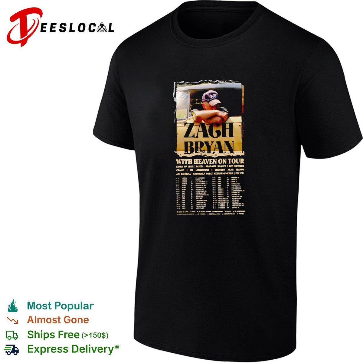 Zach Bryan with Heaven on Tour 2026 concert tour dates list poster shirt Unisex
