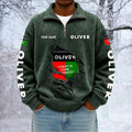 Oliver Custom Name Quarter Zip Pullover Sweatshirt - Multicolor