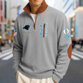 Custom Carolina Panthers Striped Half-Zip Sweatshirt
