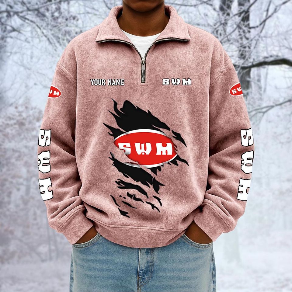 SWM Custom Name Quarter Zip Pullover Sweatshirt - Multicolor