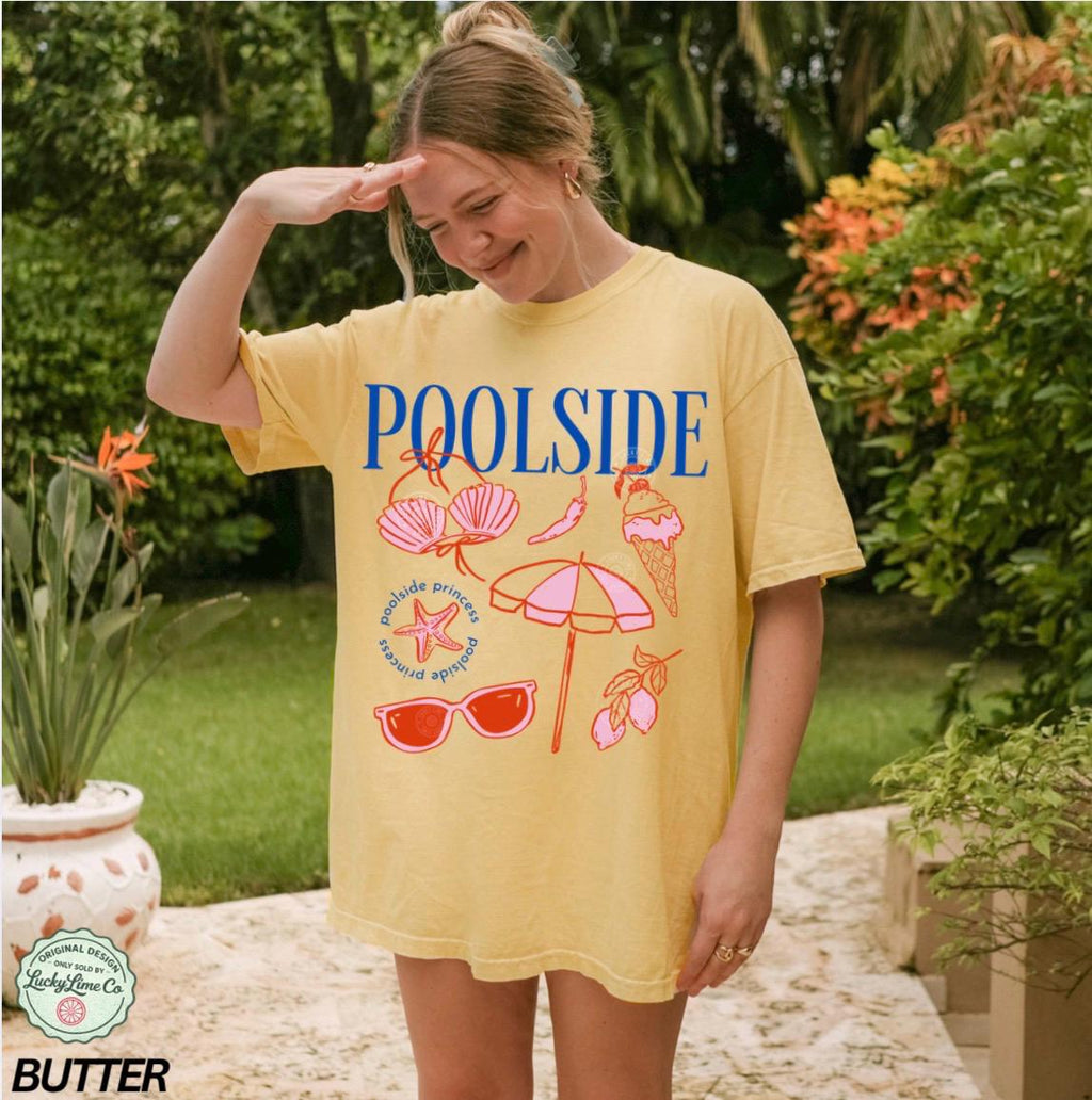 Poolside Princess Retro Summer Preppy Beach Summer Tee Vacation Travel Beachy Summer