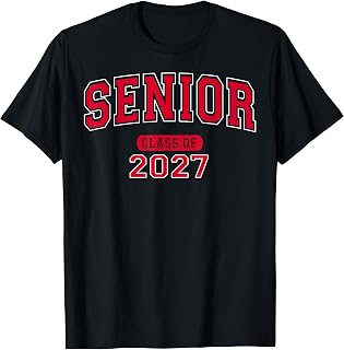 Senior Class 2027 Graduation Varsity Red White Letters Unisex