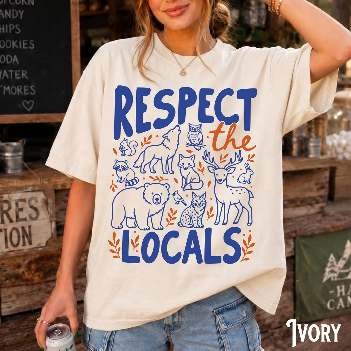 Comfort Colors National Park Respect Locals Tee Camping Granola Girl Nature Lover Park Ranger Woodland Animals