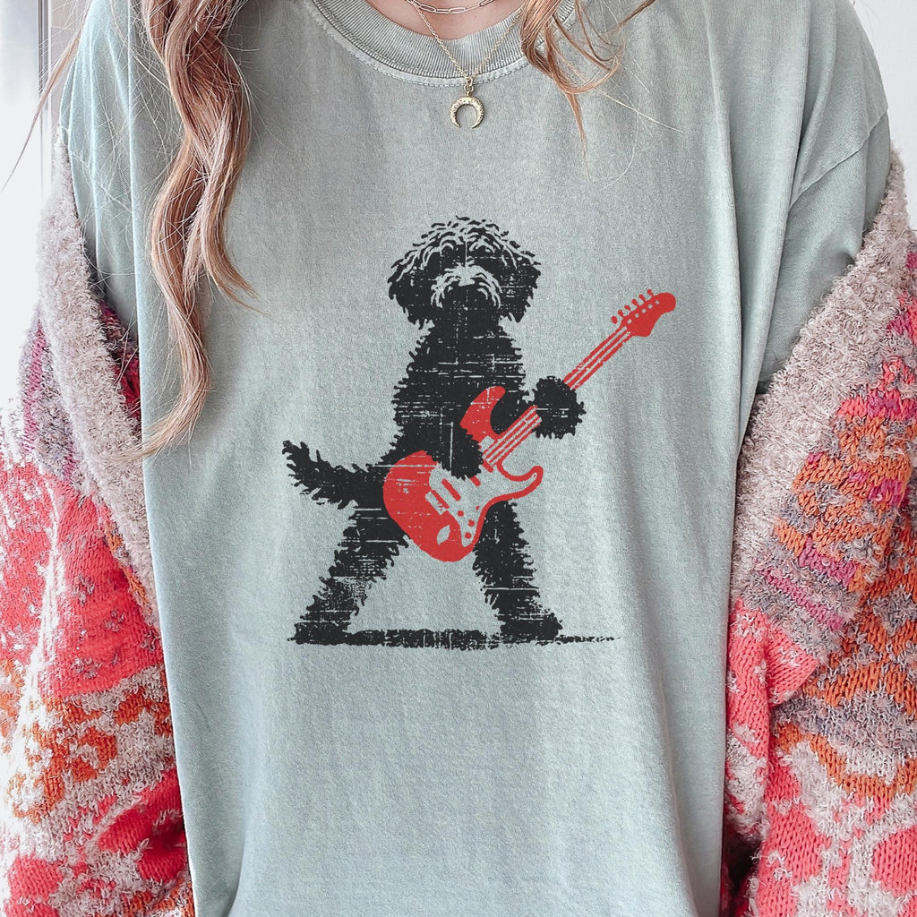 Goldendoodle Rock Guitar Music Lover Tee Doodle Mom Dad Gif Rock Dog