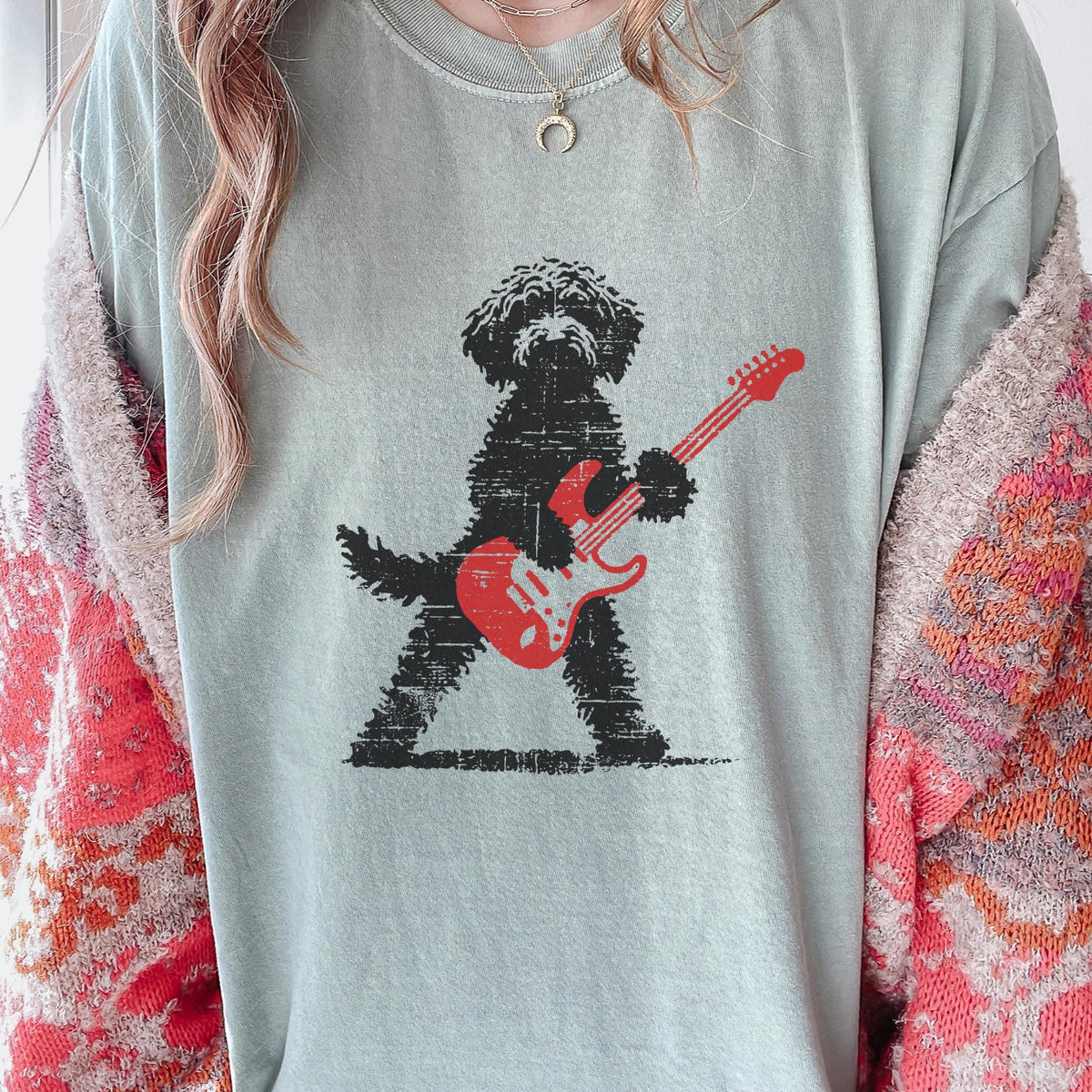Goldendoodle Rock Guitar Music Lover Tee Doodle Mom Dad Gif Rock Dog