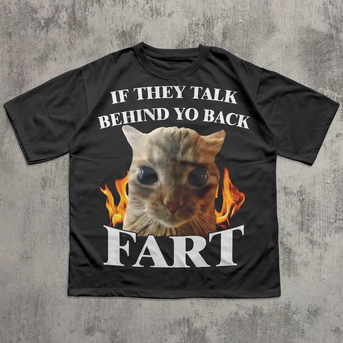 Talk Behind Yo Back Fart Cat Meme Silly Cats Stupid Brainro Unhinged Clothes Weird