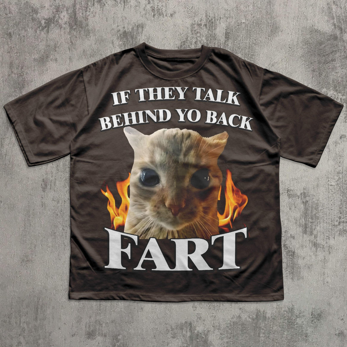 Talk Behind Yo Back Fart Cat Meme Silly Cats Stupid Brainro Unhinged Clothes Weird