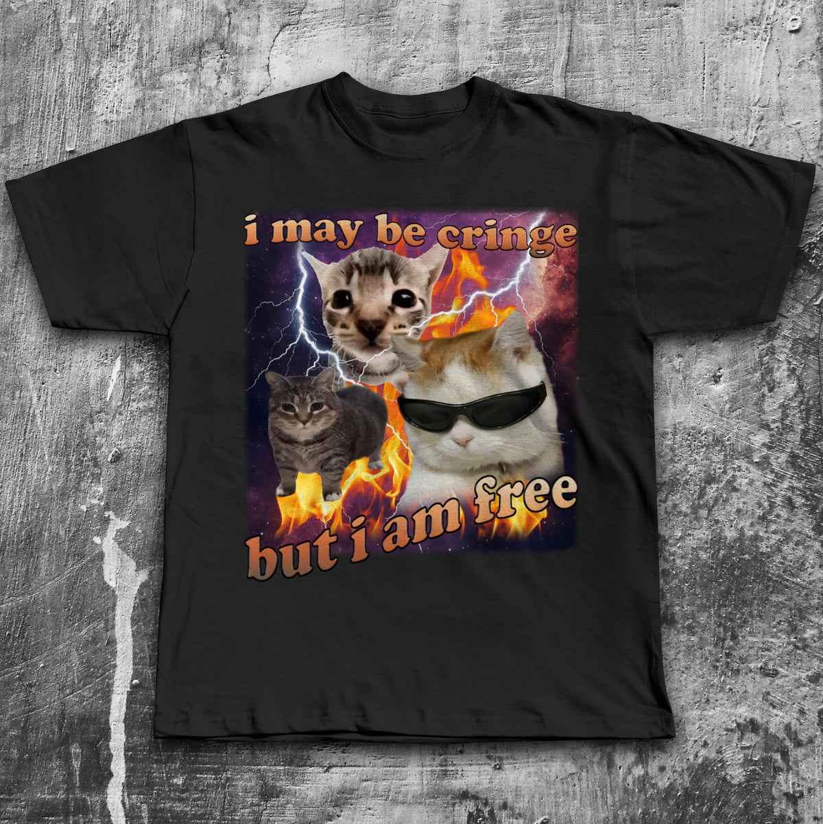 May Cringe Am Free Cat Meme Tee Woman Man Silly Cats Stupid Joke Ironic