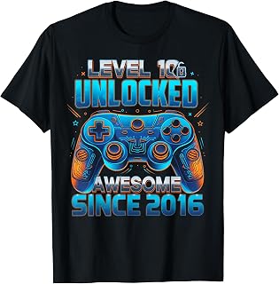 Level 10 Unlocked Since 2016 10th Birthday Gaming Unisex