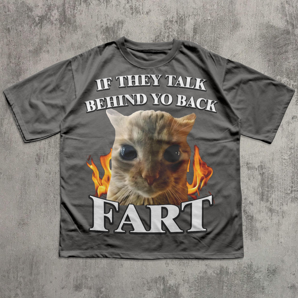 Talk Behind Yo Back Fart Cat Meme Silly Cats Stupid Brainro Unhinged Clothes Weird
