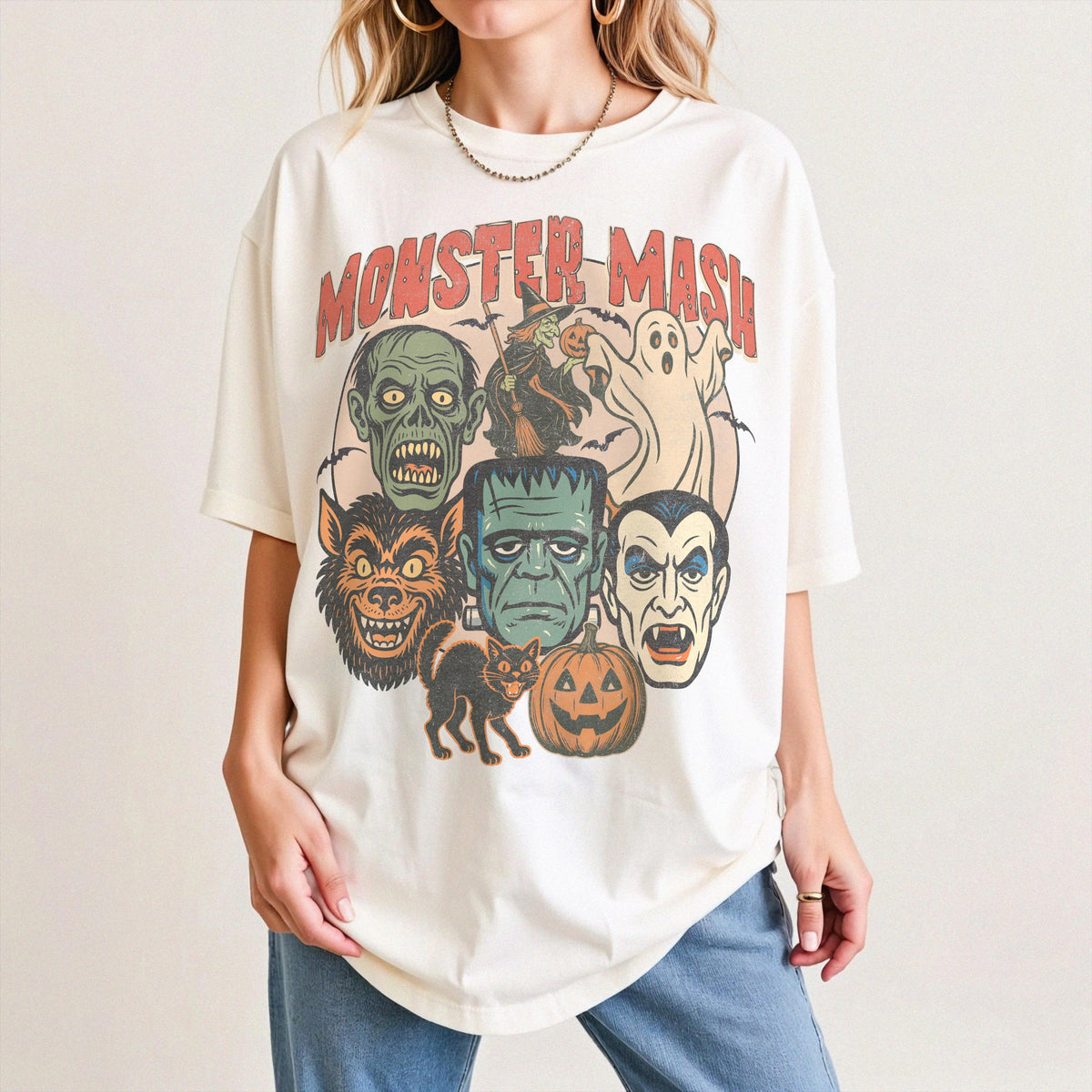 Comfort Colors Monster Mash Retro Halloween Spooky Season Tee