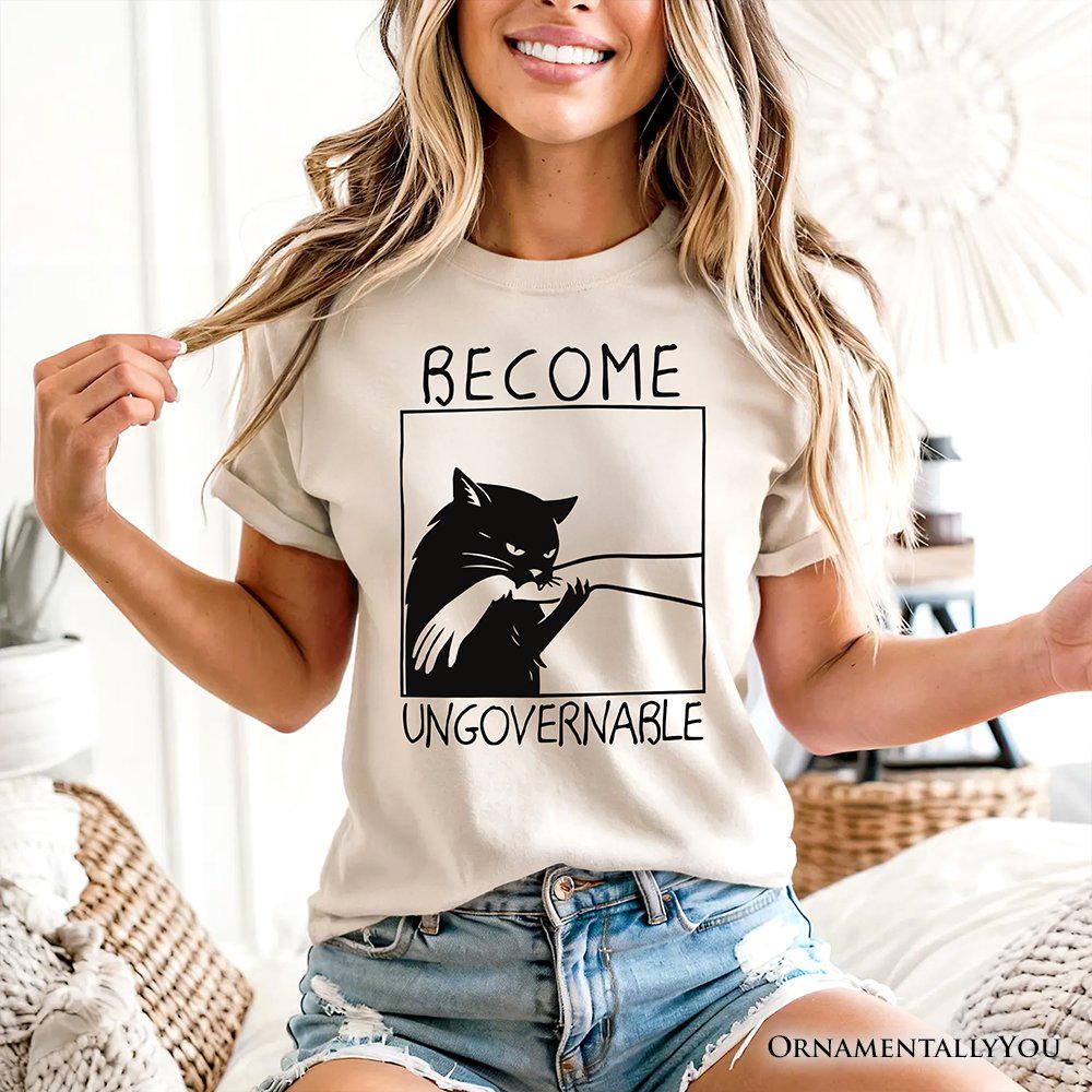 Become Ungovernable Black Cat Bites Hand Meme Tee Unisex