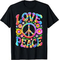Colorful Flowers Love Peace Sign 60s 70s Tie Dye Floral