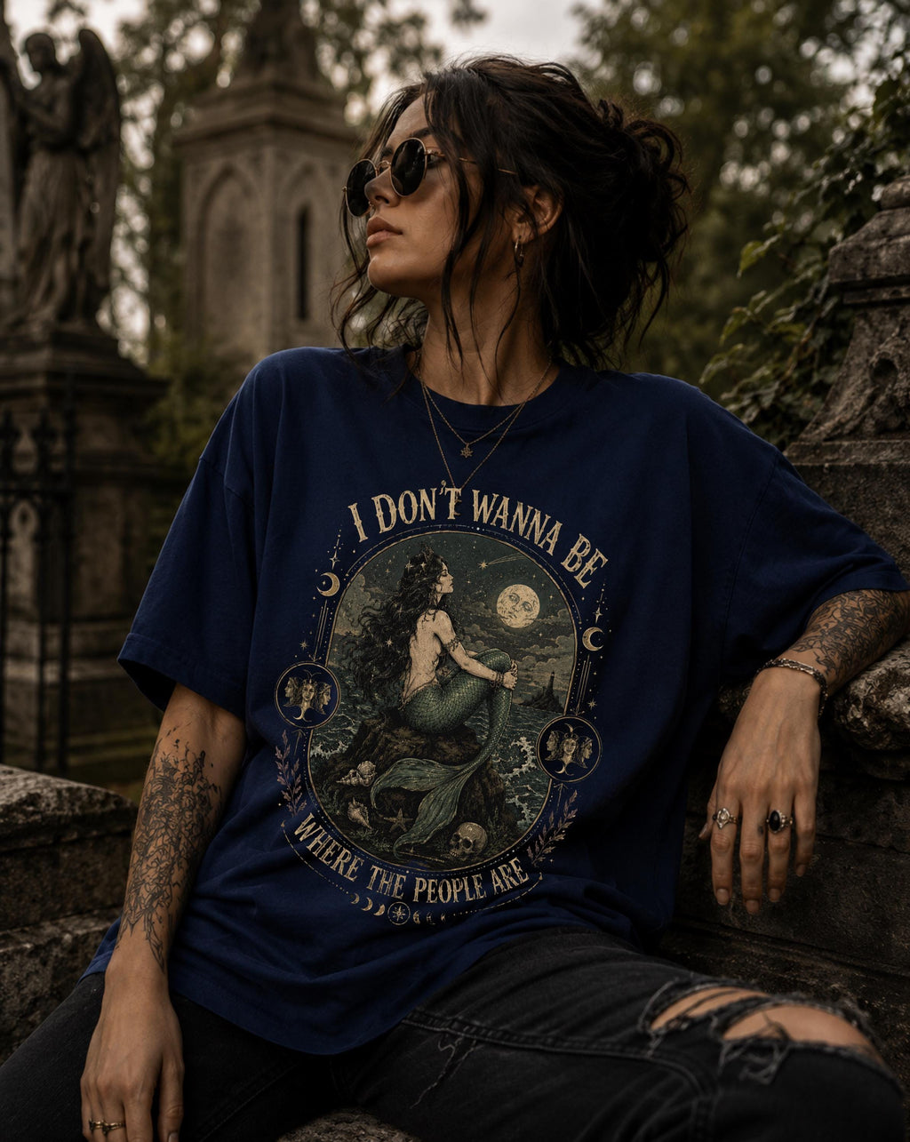 Siren Don'T Wanna Where People Antisocial Mermaid Vintage Mermaid Mystical Dark Fantasy Coastal Gothic