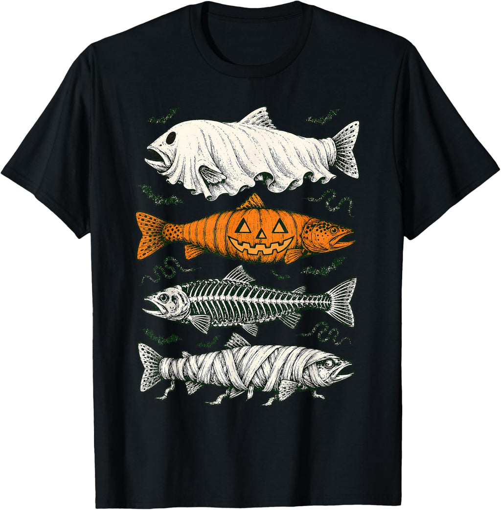 Halloween Fishing Fish Pumpkin Skeleton Mummy Ghost Spooky