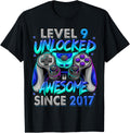 Level Unlocked Since 2017 9th Birthday Gaming Tees Unisex