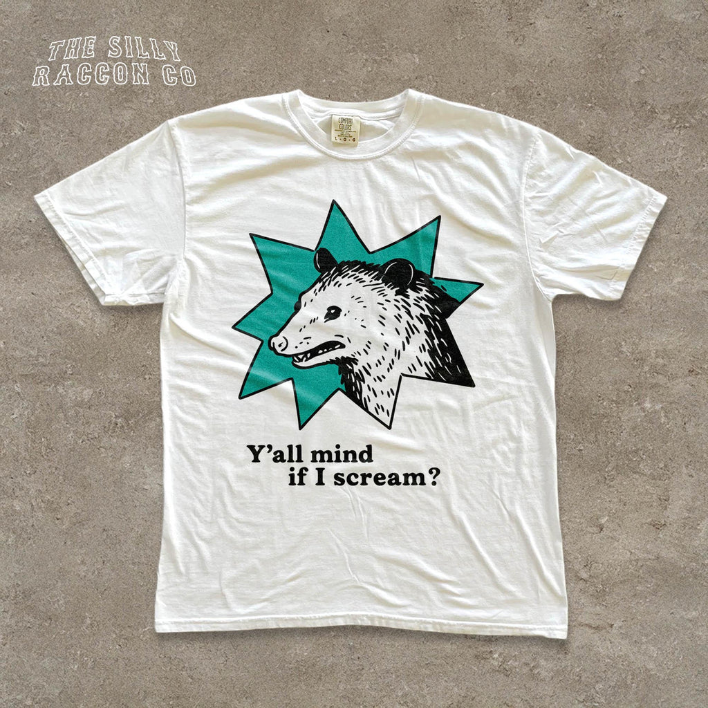 Retro Possum Comfort Colors Y'All Mind Scream Sarcastic Retro Animal Anxiety Introvert