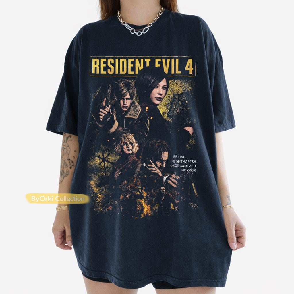 Resident Evil Leon Kennedy Ada Wong Horror Game Streetwear Tee