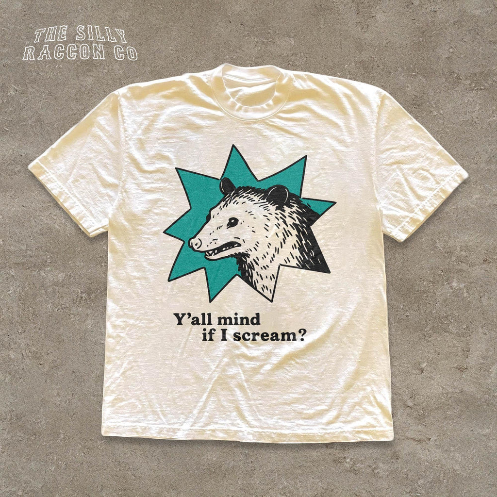 Retro Possum Comfort Colors Y'All Mind Scream Sarcastic Retro Animal Anxiety Introvert