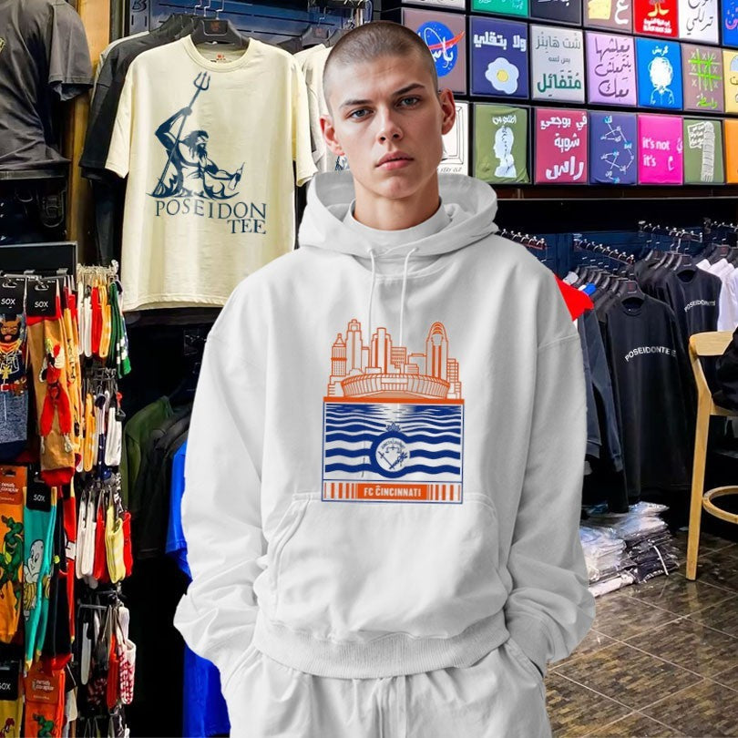 Fc Cincinnati Stadium With River And Flag Unisex