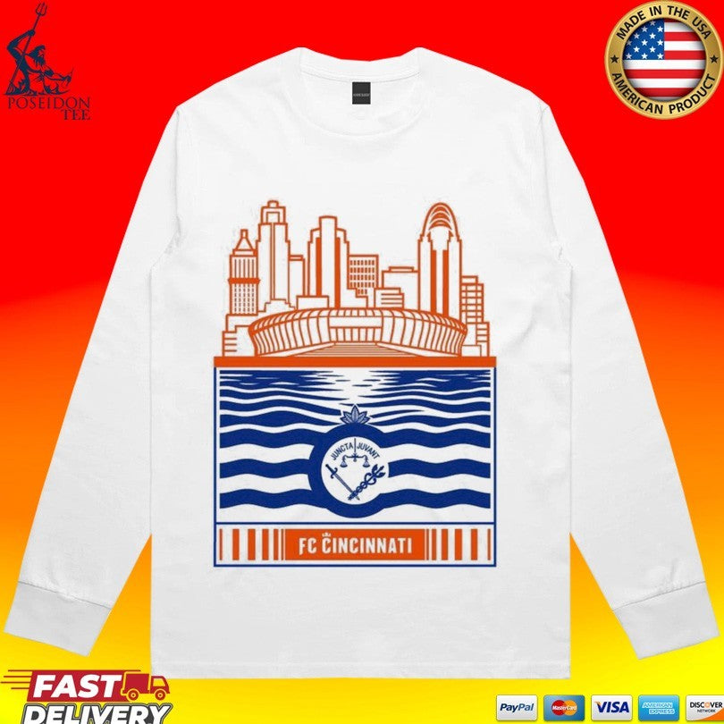 Fc Cincinnati Stadium With River And Flag Unisex