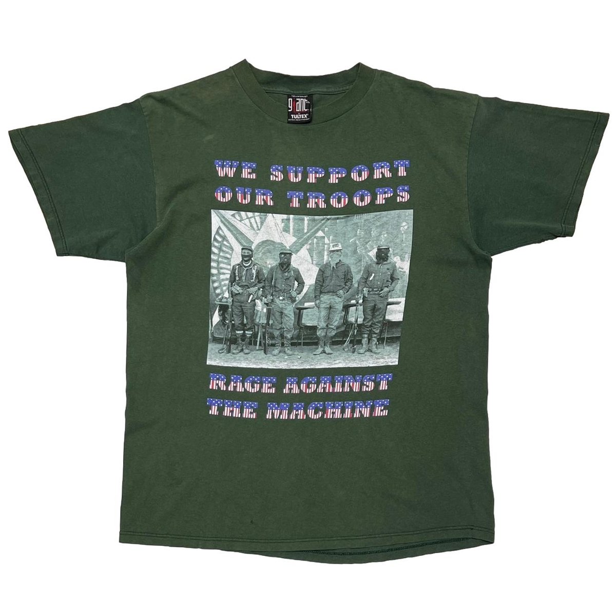 RAGE AGAINST THE MACHINE WE SUPPORT OUR TROOPS GREEN GIANT by TULTEX XL 9204