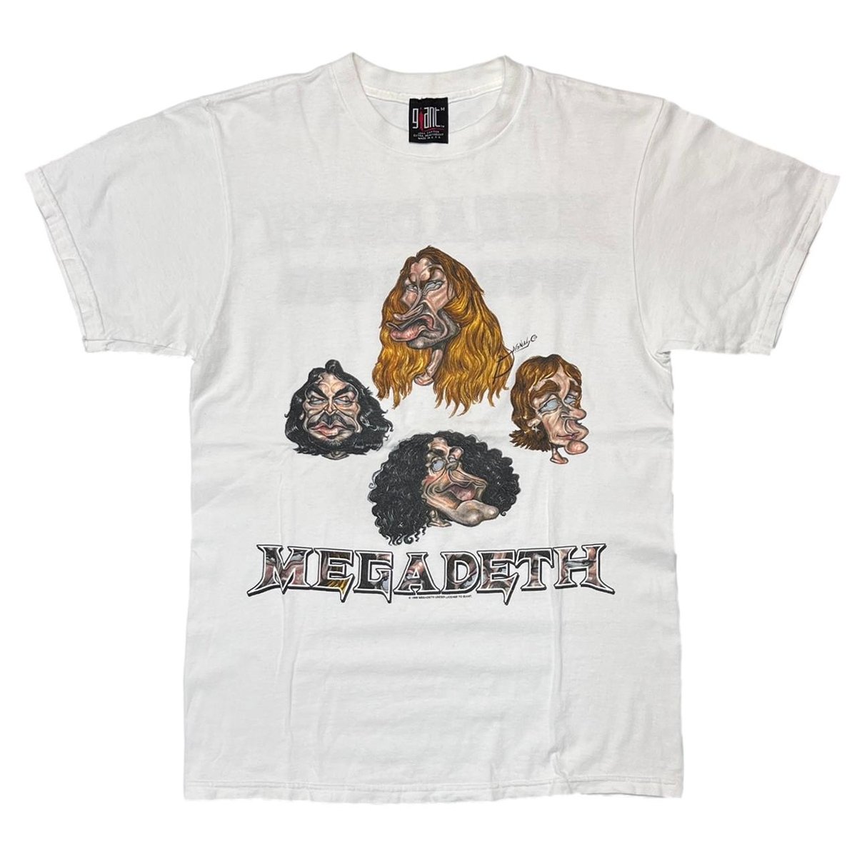 MEGADETH 1998 MEMBER ILLUST WORLD TOUR WHITE giant MEDIUM 7721