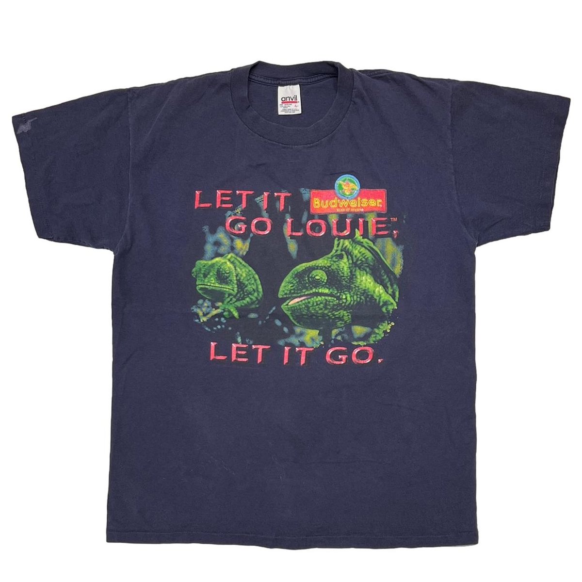 Budweiser TWO LIZARDS LET IT GO LOUIE, LET IT GO. NAVY anvil LARGE 2733