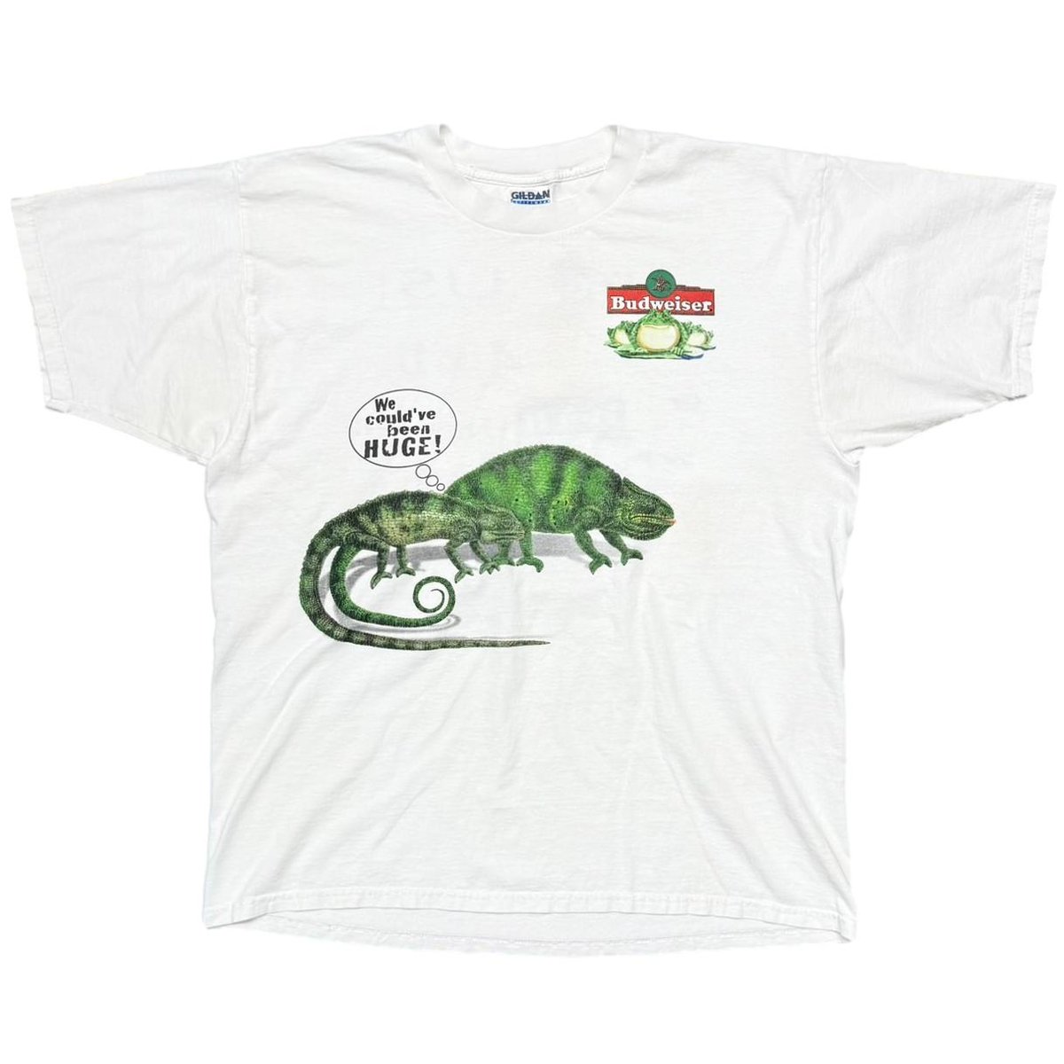 Budweiser LIZARDS & FROGS GIVE US THE PART ~ WHITE GILDAN XL 1864