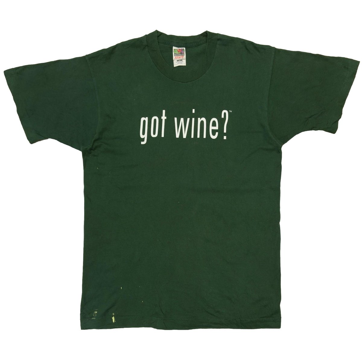 OLD & VINTAGE got wine? GOT MILK PARODY GREEN FRUIT OF THE LOOM LARGE 8365