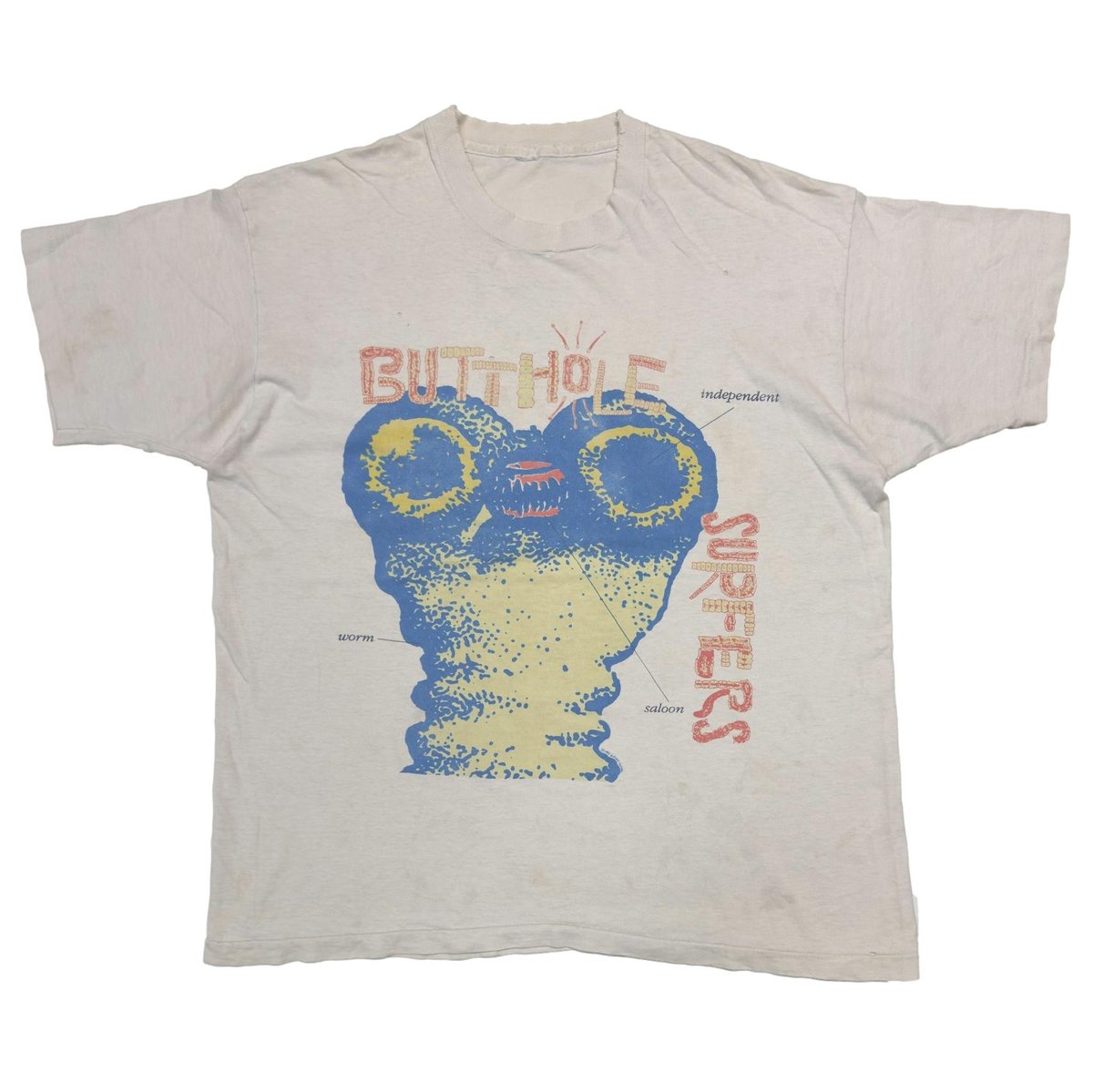 BUTTHOLE SURFERS Independent Worm Saloon TOUR WHITE FITS XL 0059