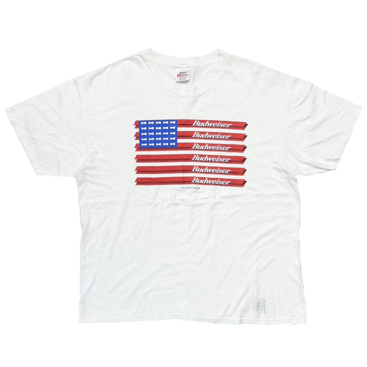 [MORE SALE] Budweiser 1999 AMERICAN FLAG LOGO WHITE Stedman by Hanes XL 5880