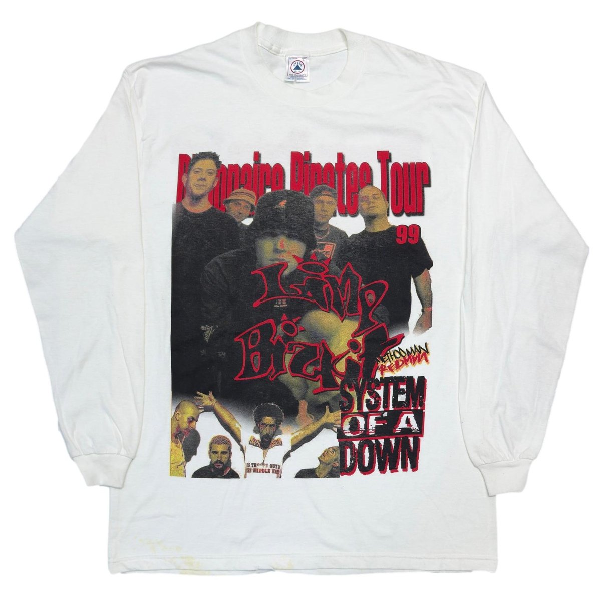 LIMP BIZKIT BILLIONAIRE PIRATES TOUR 1999 LS WHITE DELTA LARGE 9522