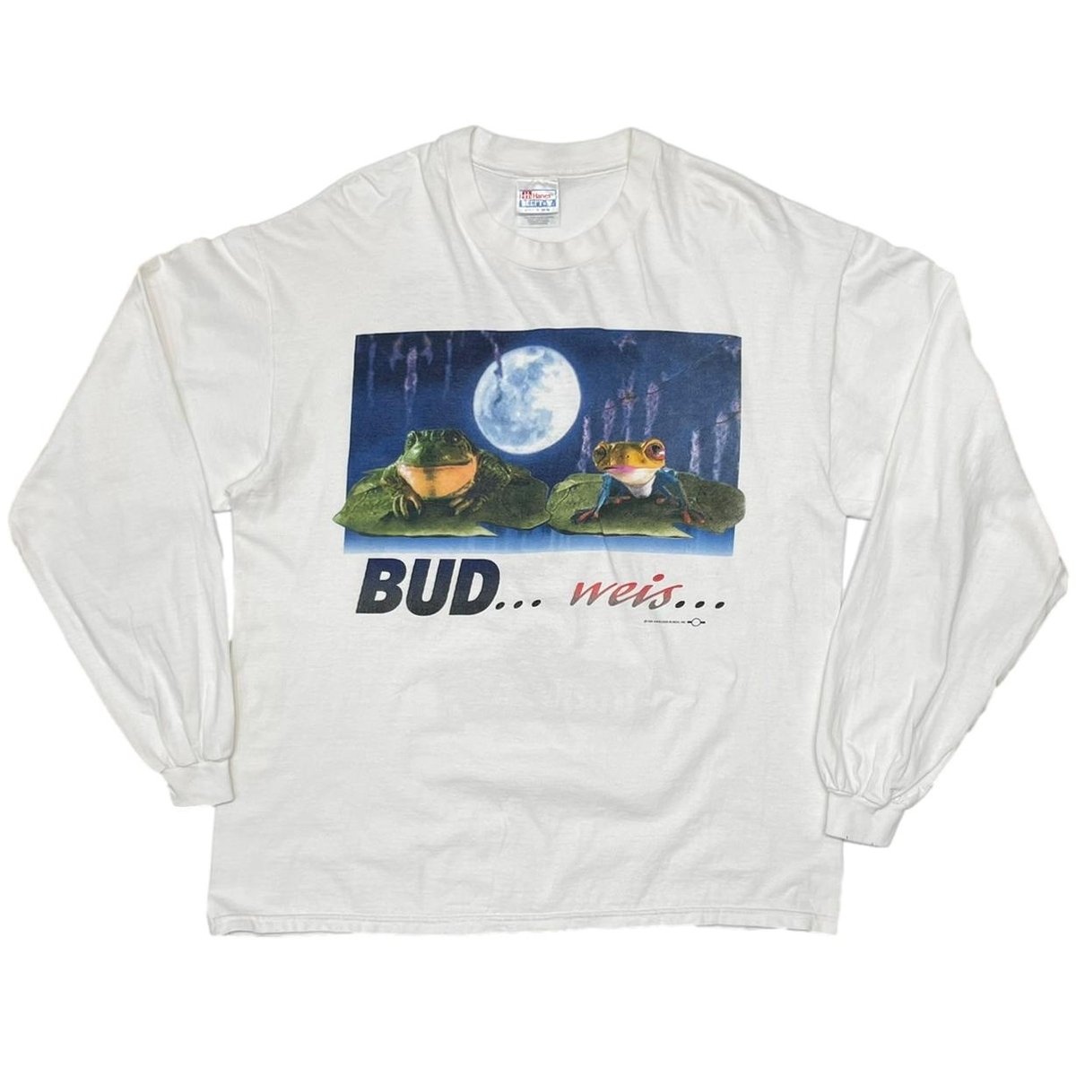 Budweiser 1995 FROG ERERER LS WHITE HANES XL 4228
