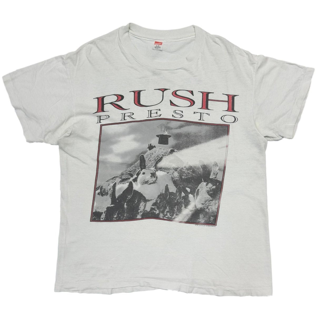 RUSH 1990 PRESTO TOUR WHITE Hanes LARGE 9401