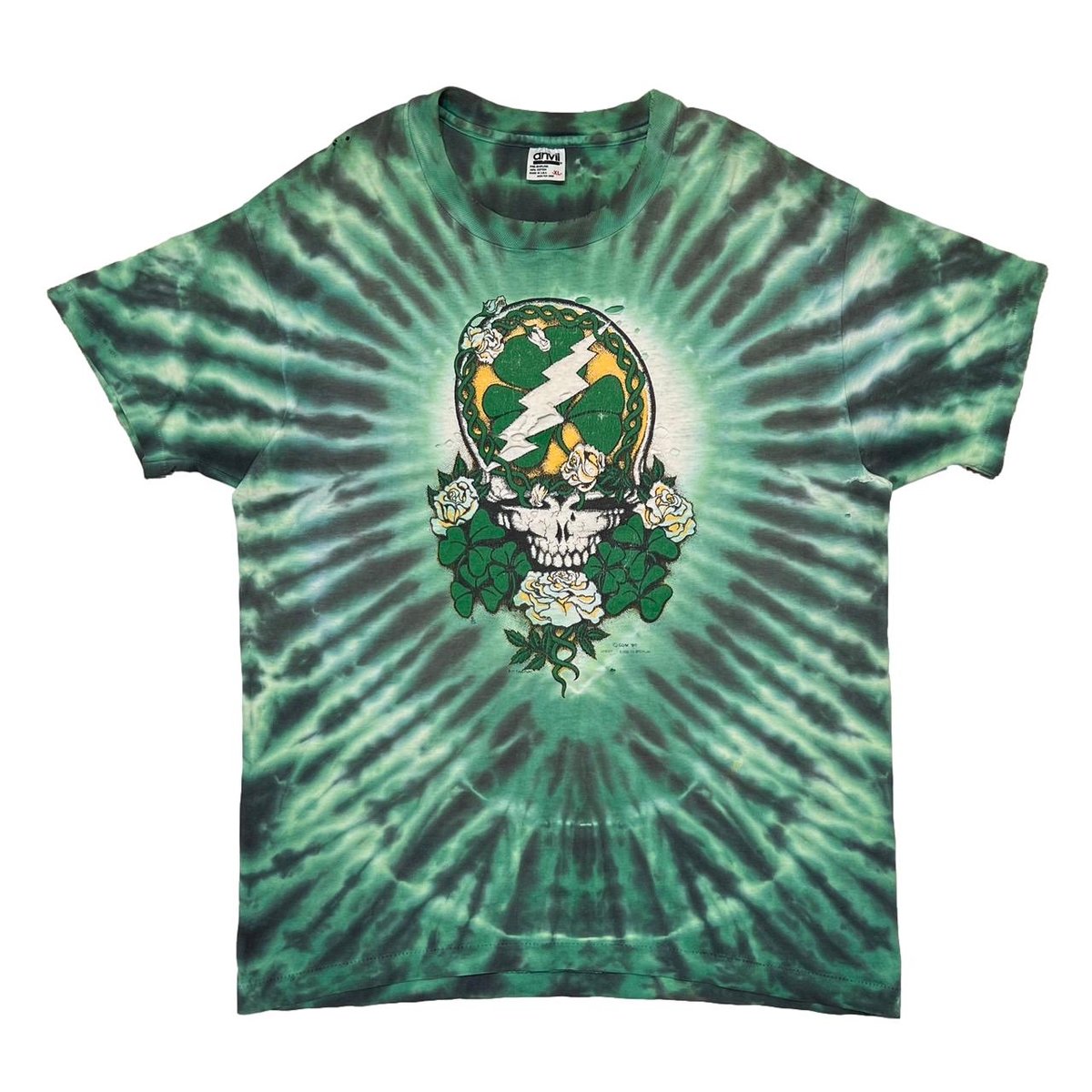 GRATEFUL DEAD 1991 SPRING TOUR TIE DYE GREEN anvil XL 3576