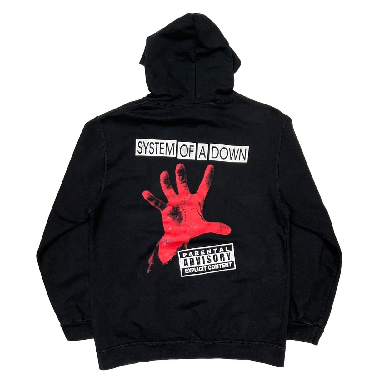 SYSTEM OF A DOWN RED HAND HOODIE ADVISORY LARGE 1585