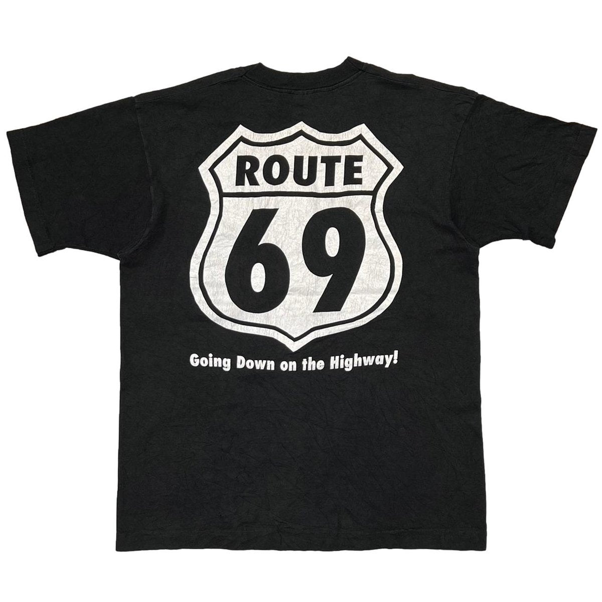 ROUTE 69 GOING DOWN THE HIGHWAY POCKET TEE FRUIT OF THE LOOM LARGE 7020