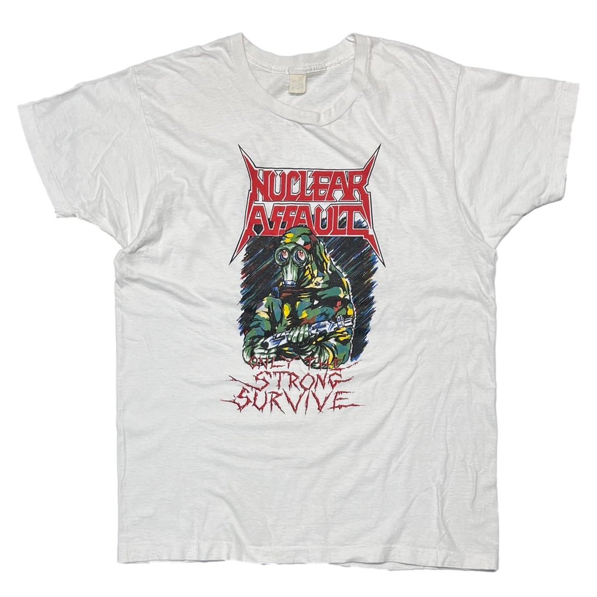 NUCLEAR ASSAULT ONLY THE STRONG SURVIVE WHITE SCREEN STARS XL 2902