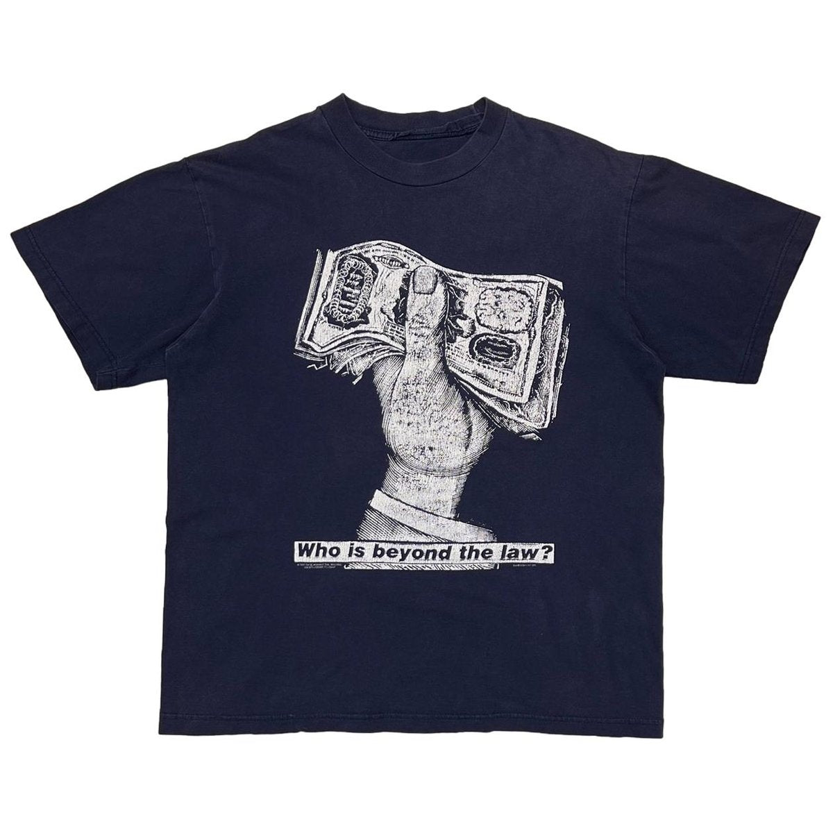RAGE AGAINST THE MACHINE BARBARA KRUGER Who is beyond the law ? NAVY FITS LARGE 6033