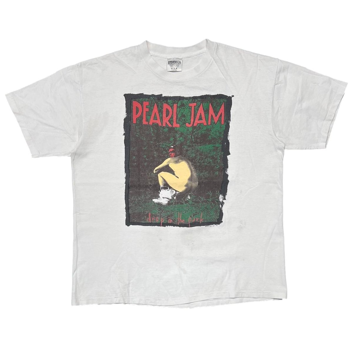 PEARL JAM 1992 DROP IN THE PARK WHITE STEVENSON XL 7230
