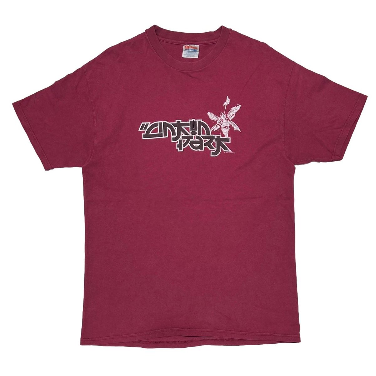LINKIN PARK HYBRID THEORY ARM BLACK PRINT BURGUNDY HANES LARGE 2809