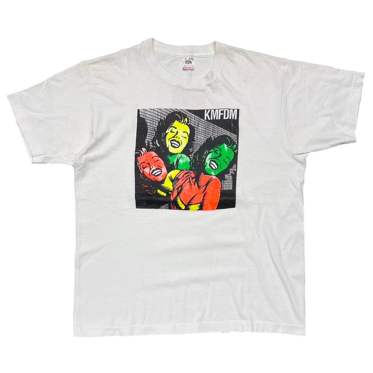 KMFDM VIRUS MULTI COLOR WHITE FRUIT OF THE LOOM XL 4690