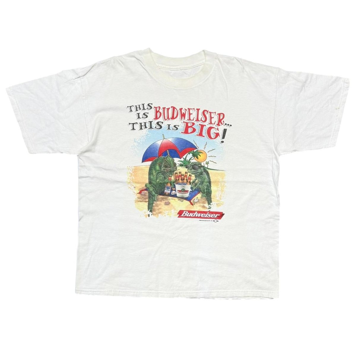 Budweiser 1998 THIS IS BUDWEISER... THIS IS BIG! LIZARDS WHITE FITS XL 5874