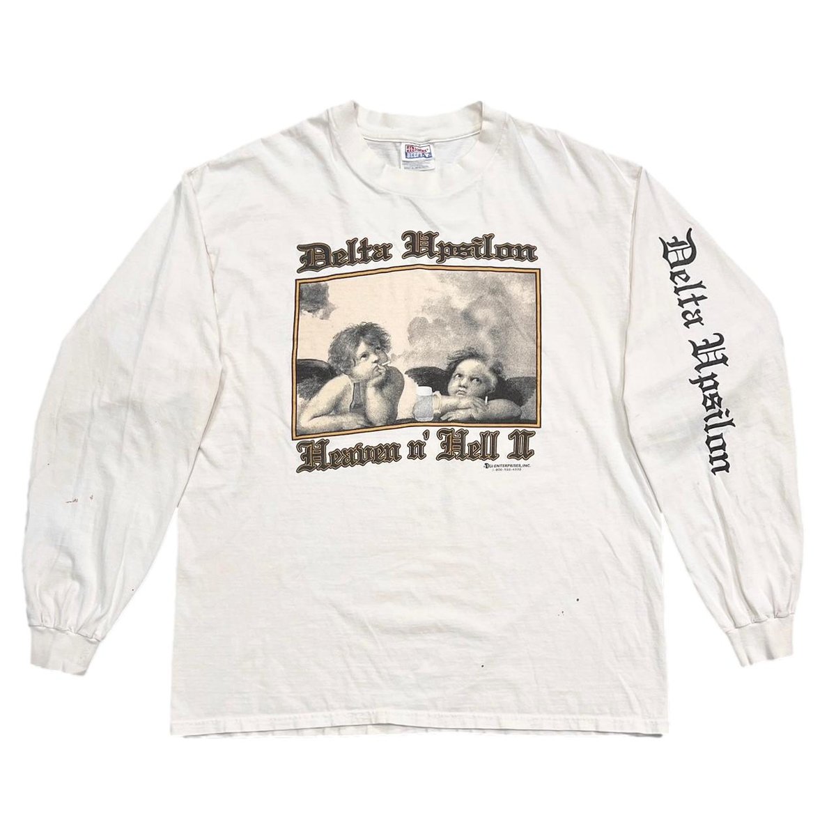 OLD & VINTAGE DELTA UPSILON LS RAFFAELLO PARODY WHITE HANES XL 6396