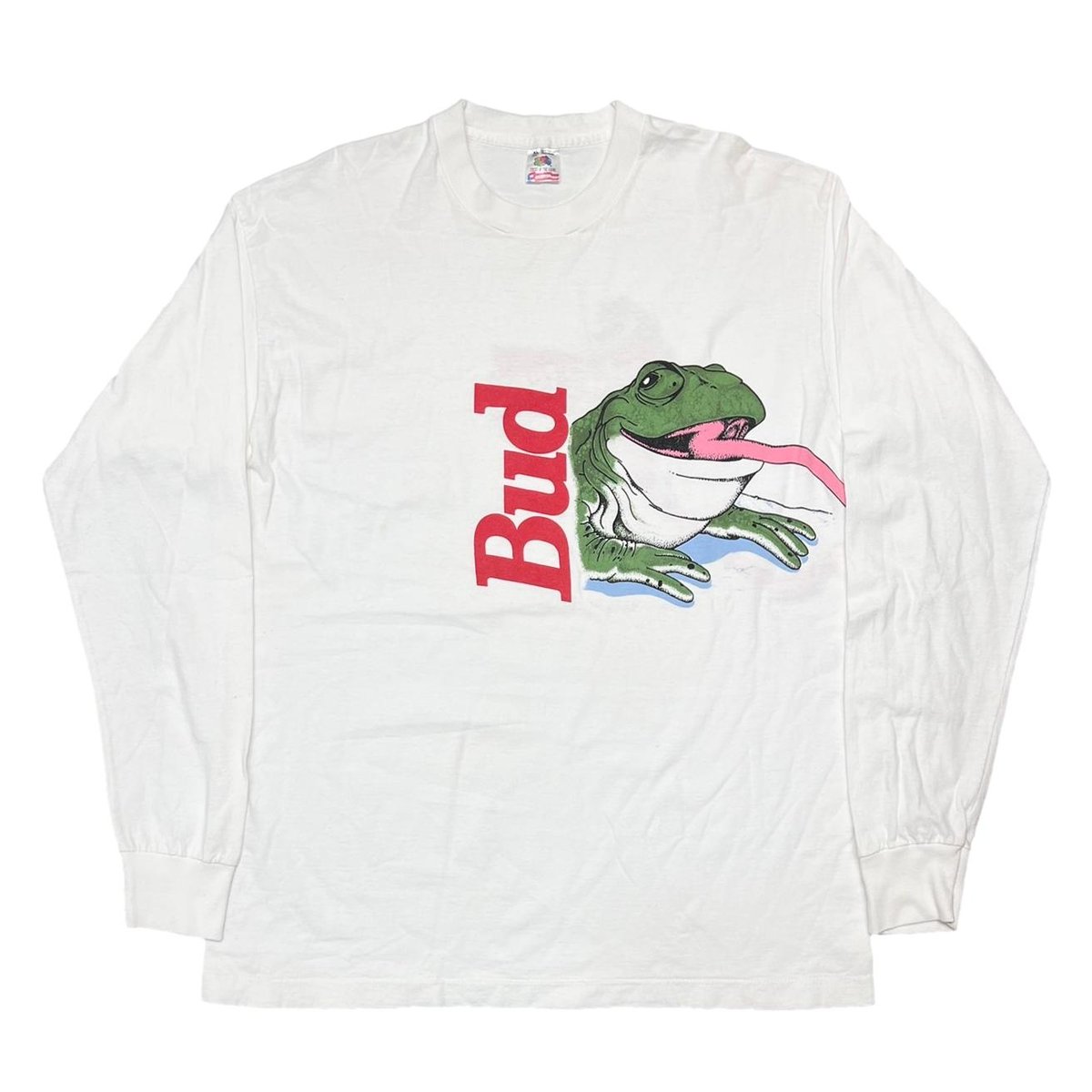 Budweiser 1995 FROG WHITE LS FRUIT OF THE LOOM XL 2728