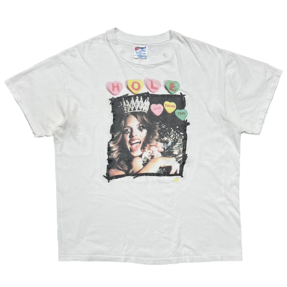 HOLE 1994 LIVE THROUGH THIS COURTNEY LOVE WHITE HANES LARGE 6424