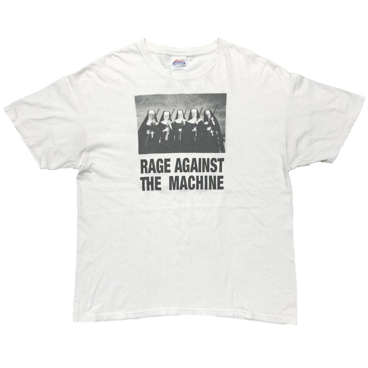 RAGE AGAINST THE MACHINE Y2K NUNS AND GUNS WHITE HANES XL 5984