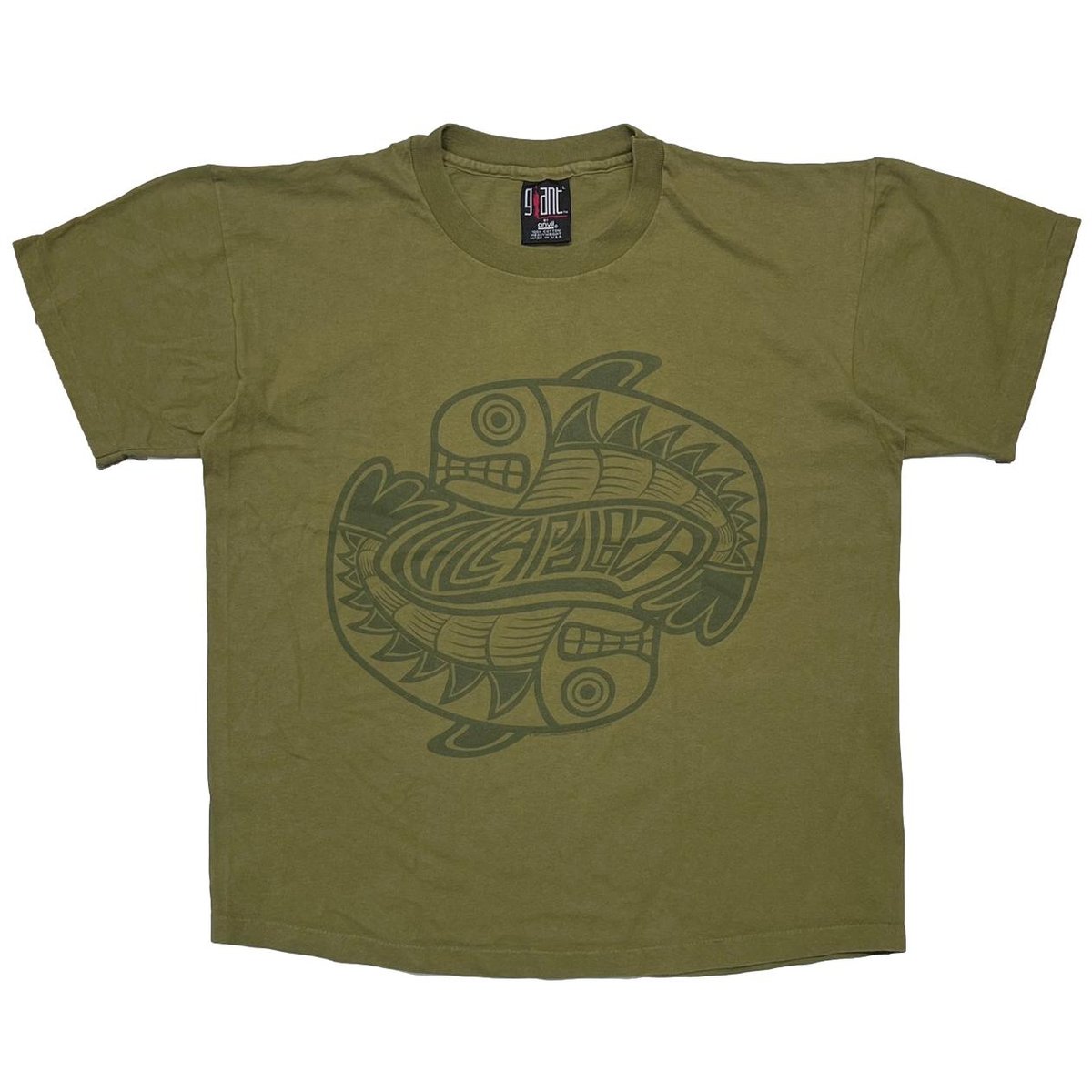 LOLLAPALOOZA 1995 FISH PRINT OLIVE GIANT by anvil LARGE 0029